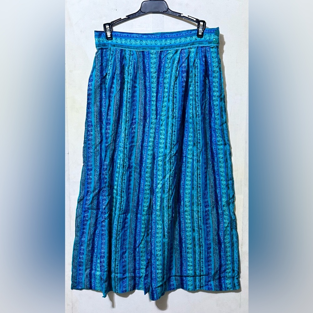 Elegant Blue Patterned Capris Size-12 by Panther